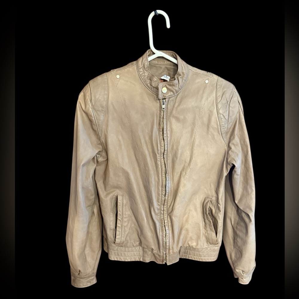 Philippi Monet Taupe Leather Jacket with Zipper Cuffs